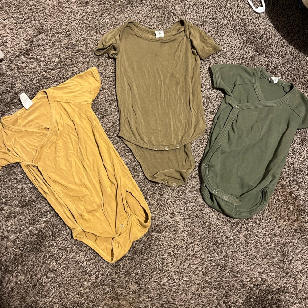 Set of Three Sleeveless Tops in Green, Olive, and Mustard